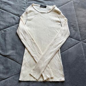 Roberto Collina Italy Ribbed Knit Cream Long Sleeve Top Size Small 100% Cotton